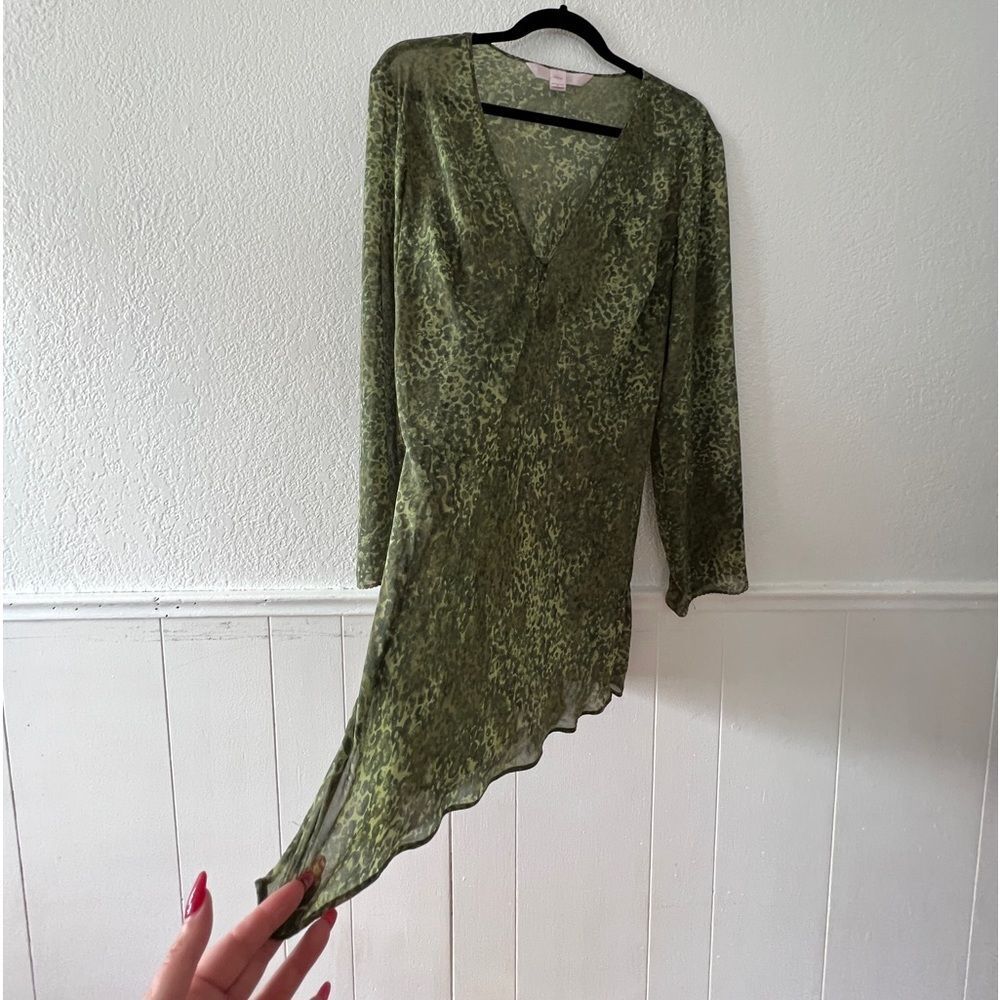 Vintage Victorias Secret olive green semi sheer Y2K mini dress dolly L - Picture 4 of 12